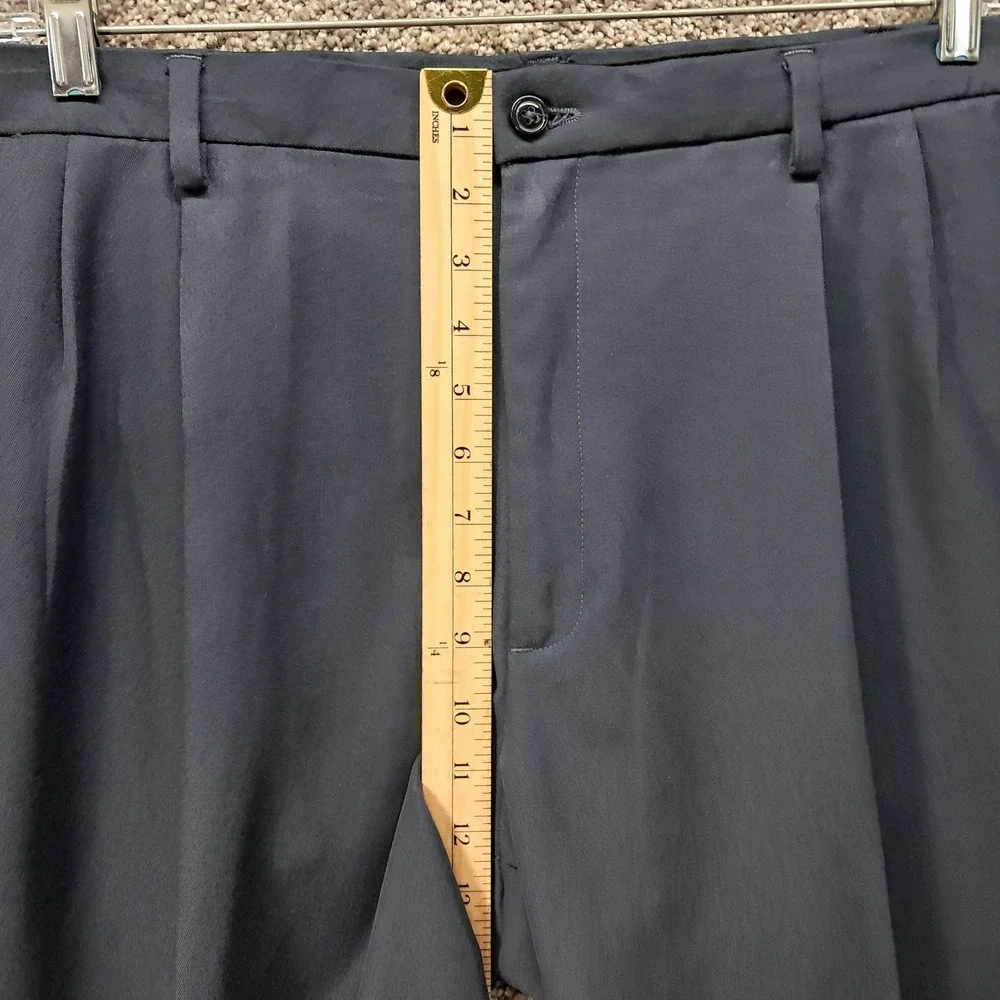 Haggar‎ Mens Pleated Dress Pants Charcoal Gray 40x29 Polyester Slacks